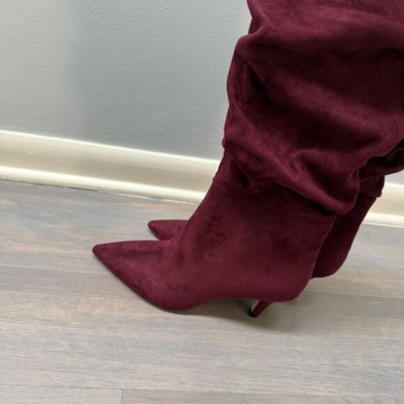 Jessica Simpson Faux Suede Burgundy Boots 8 - Picture 4 of 8